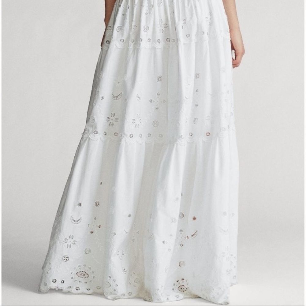 POLO RALPH LAUREN TIERED EYELET MAXI SKIRT - Picture 2 of 7